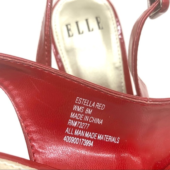 Elle Estella Red Patent Leather open toe sling back heels 8 - Picture 7 of 10
